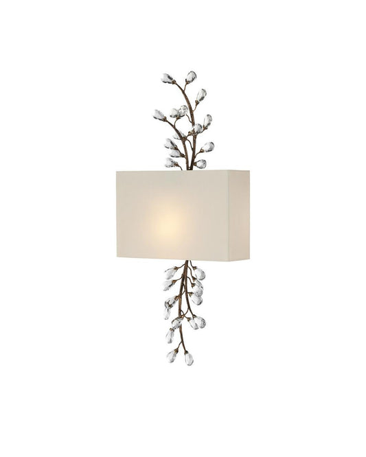 Currey and Company Crystal Bud Tall Wall Sconce Cupertino, Clear