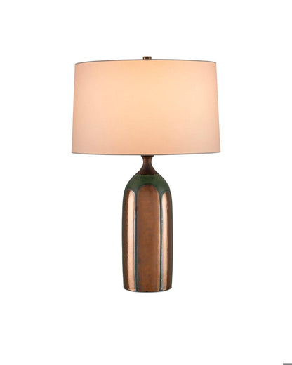 Currey and Company Cuprum Table Lamp Dark Green, Copper