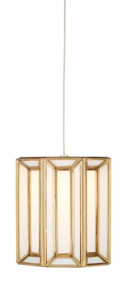 Currey and Company Daze 1-Light Round Multi-Drop Pendant Antique Brass, White