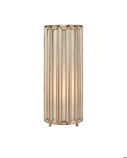 Currey and Company Daze Uplight Table Lamp Antique Brass, White