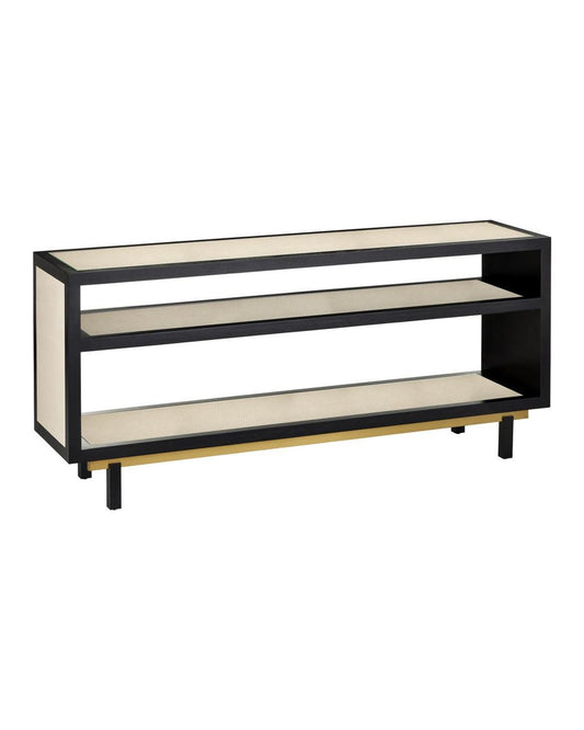 Currey and Company Deanna Console Table Ivory, Black, Brushed Brass, Clear