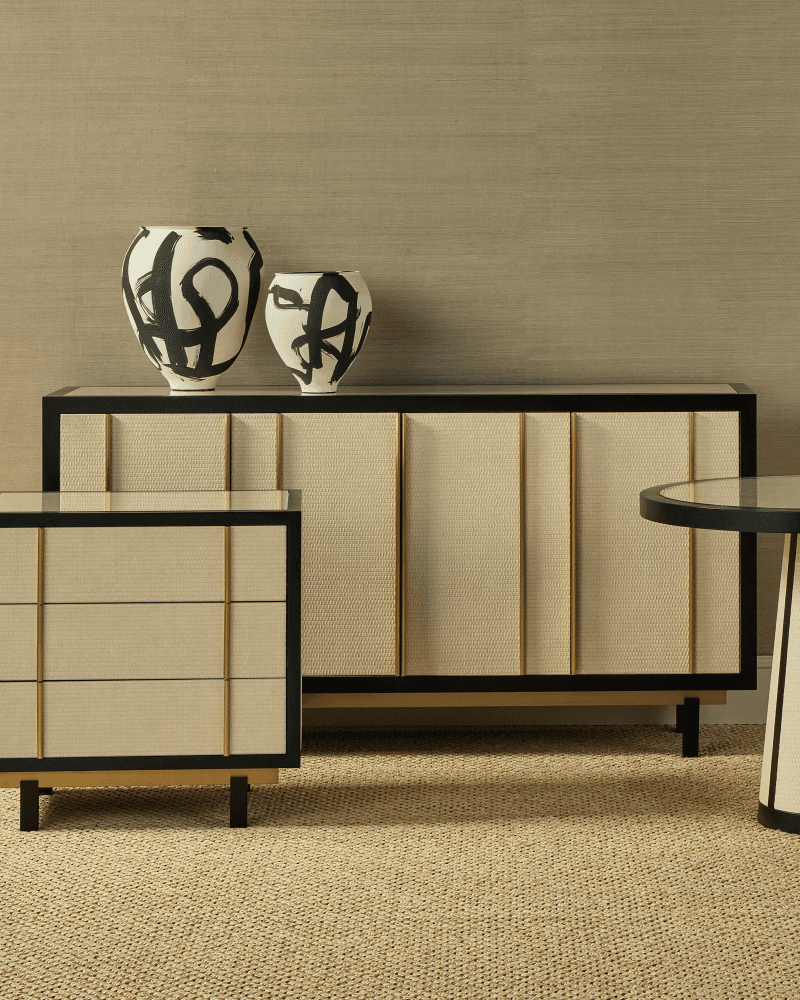 Currey and Company Deanna Raffia Credenza