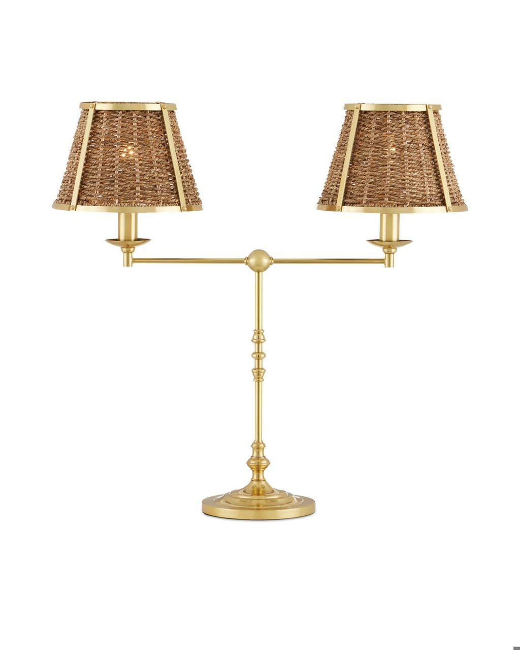Currey and Company Deauville Desk Lamp Polished Brass, Natural