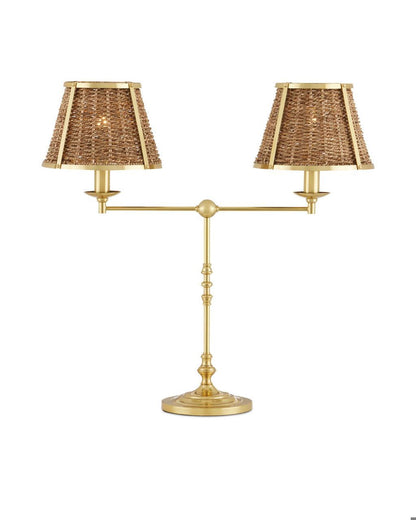 Currey and Company Deauville Desk Lamp Polished Brass, Natural