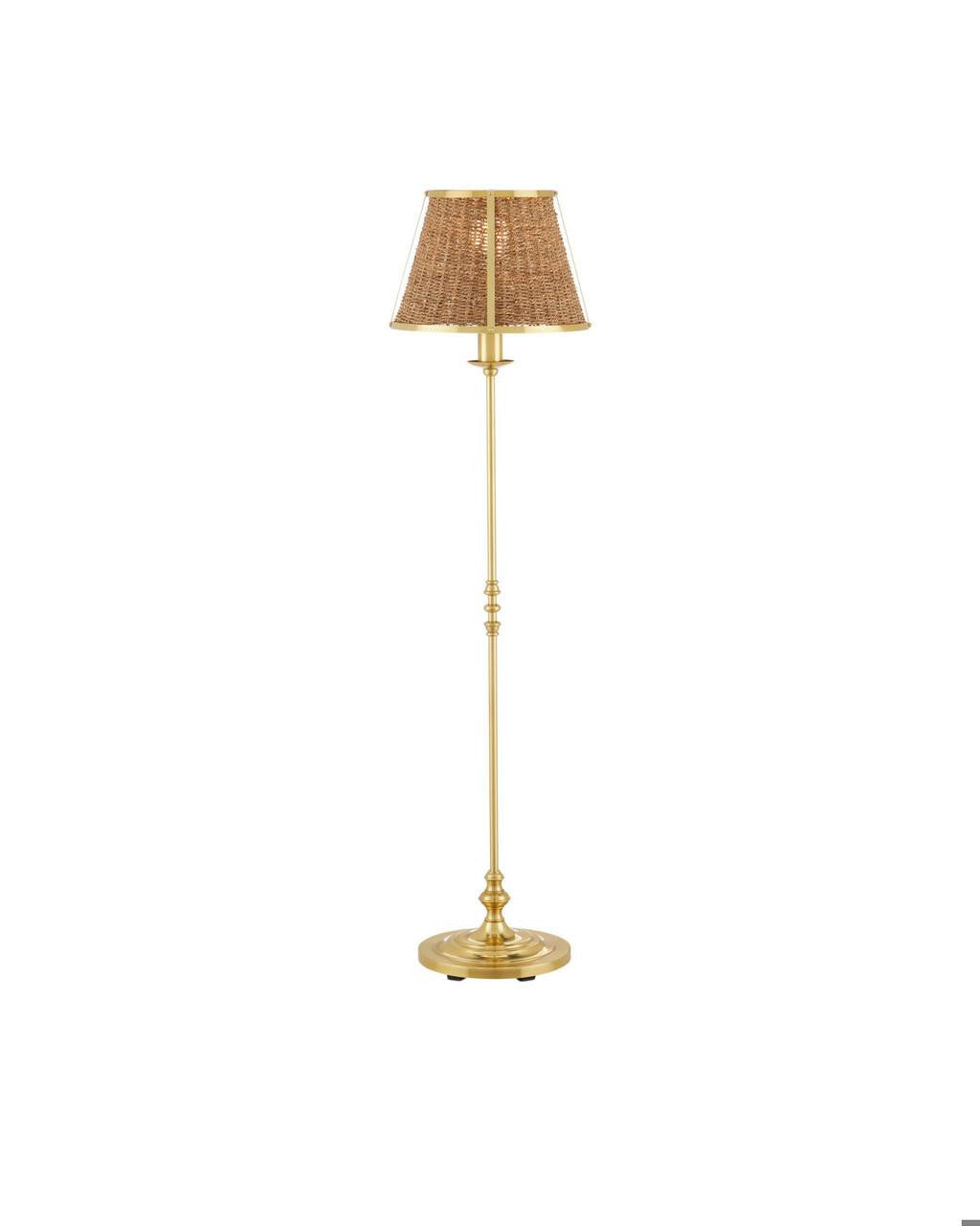 Currey and Company Deauville Floor Lamp Polished Brass, Natural