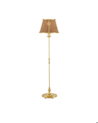 Currey and Company Deauville Floor Lamp Polished Brass, Natural
