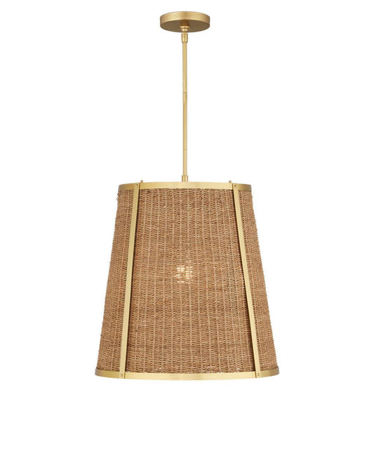 Currey and Company Deauville Large Pendant Natural, Polished Brass