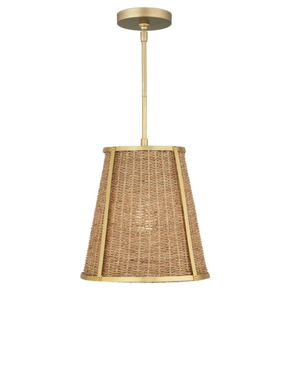 Currey and Company Deauville Small Pendant Natural, Polished Brass