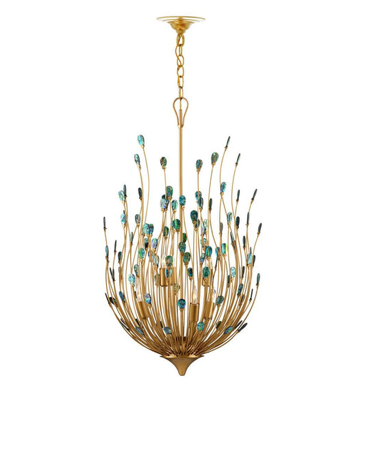 Currey and Company Delphos Chandelier Contemporary Gold, Natural