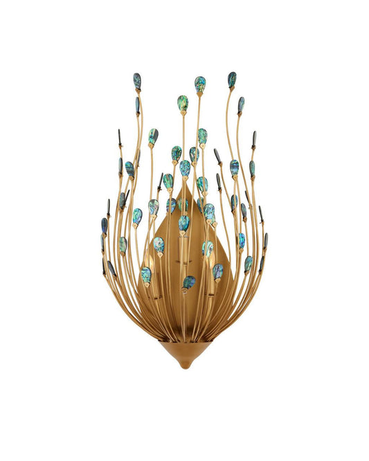 Currey and Company Delphos Wall Sconce Contemporary Gold, Natural