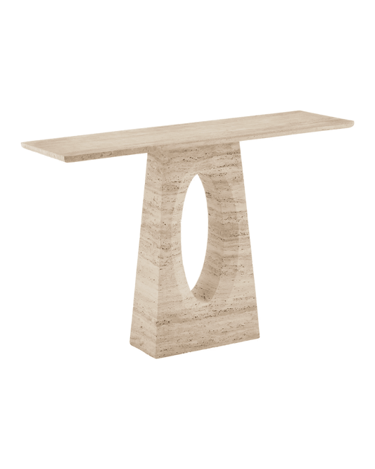 Currey and Company Demi Travertine Console Table Natural