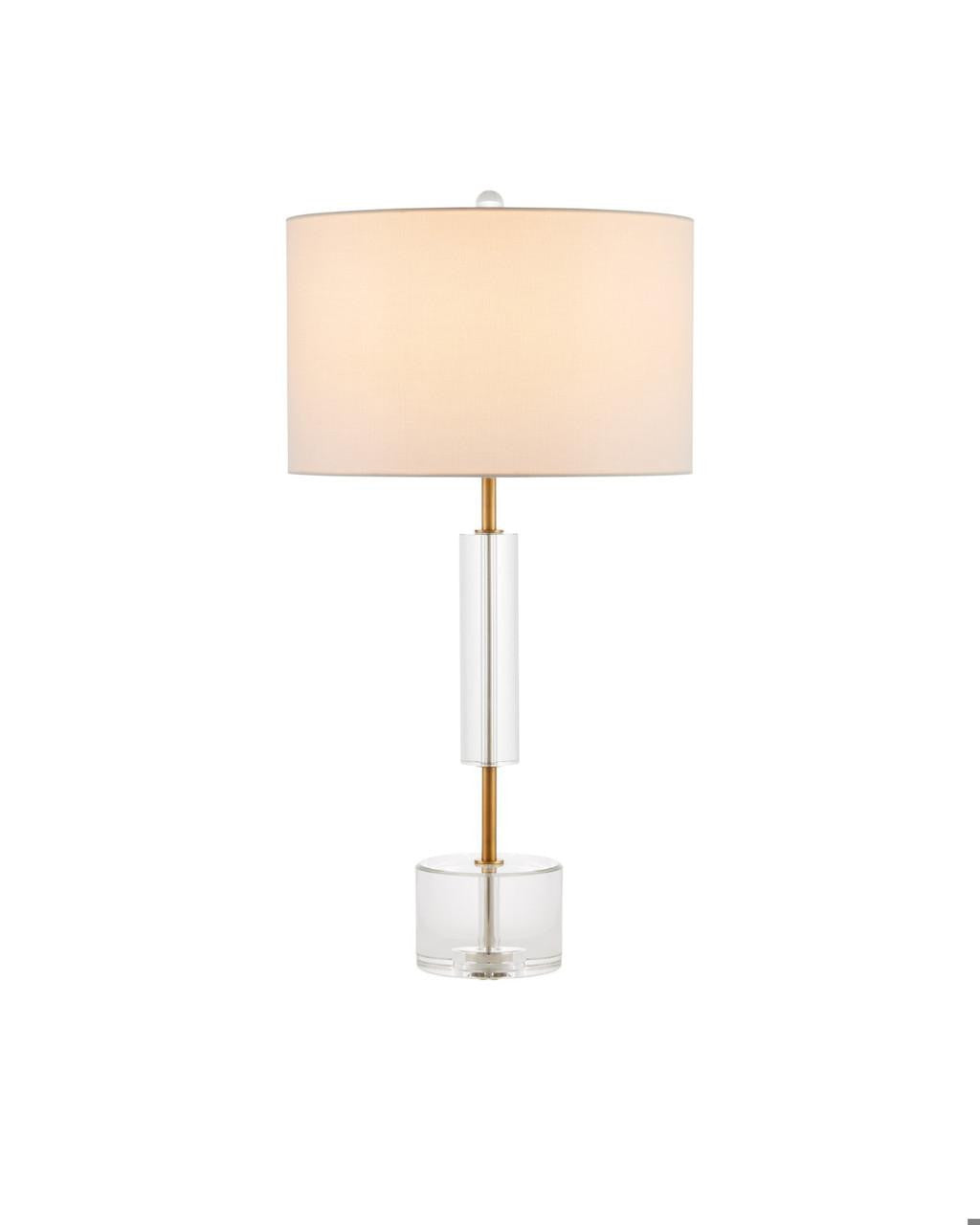 Currey and Company Deville Table Lamp Clear, Antique Brass