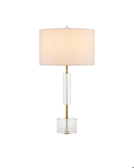 Currey and Company Deville Table Lamp Clear, Antique Brass