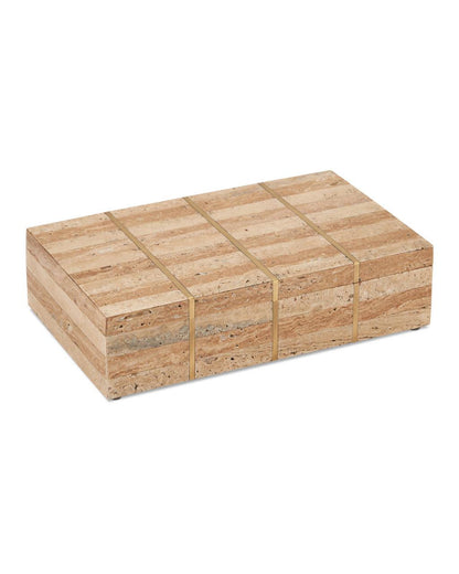 Currey and Company Dezi Box Natural, Brass, Off-White