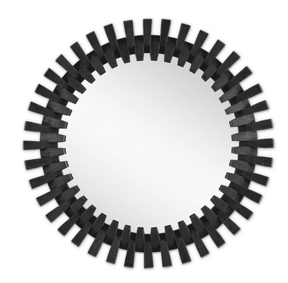 Currey and Company Diza Round Black Mirror Black