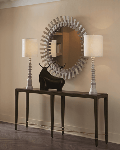Currey and Company Diza Round Whitewash Mirror