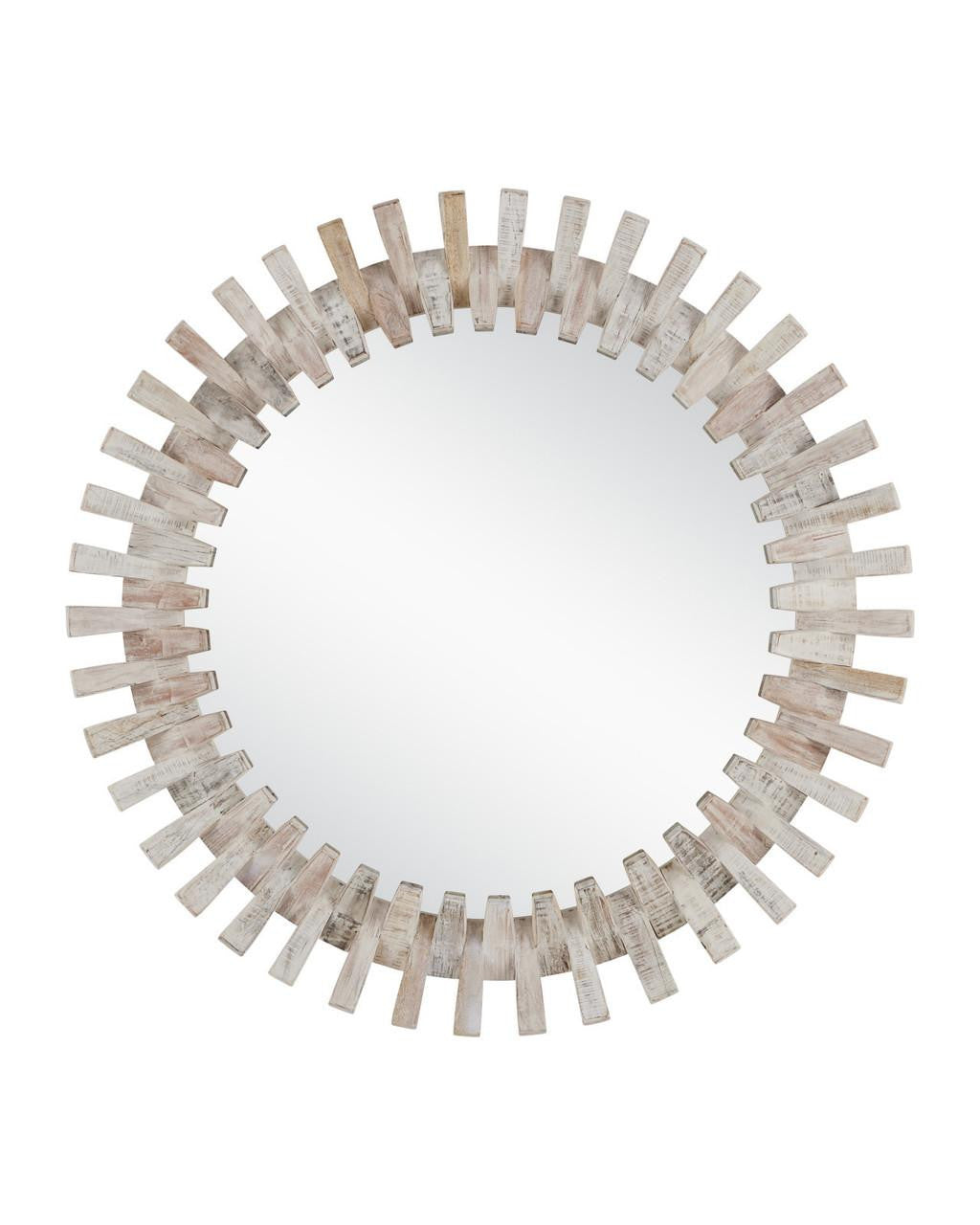 Currey and Company Diza Round Whitewash Mirror Whitewash