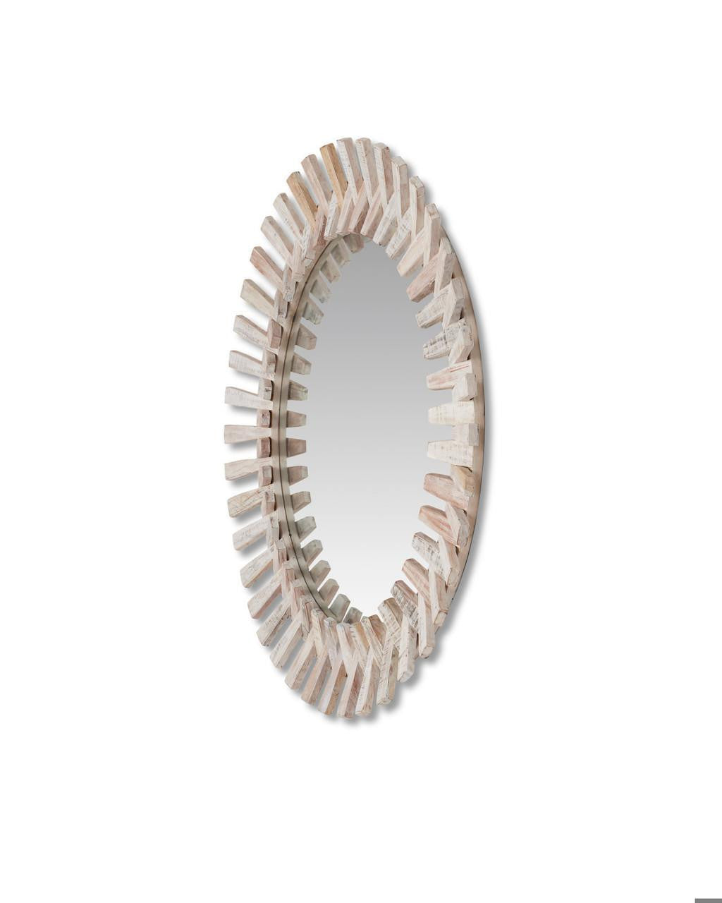 Currey and Company Diza Round Whitewash Mirror