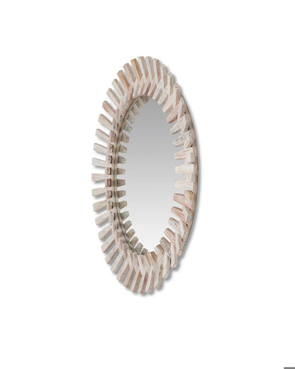 Currey and Company Diza Round Whitewash Mirror