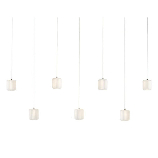 Currey and Company Dove 7-Light Linear Multi-Drop Pendant White, Silver