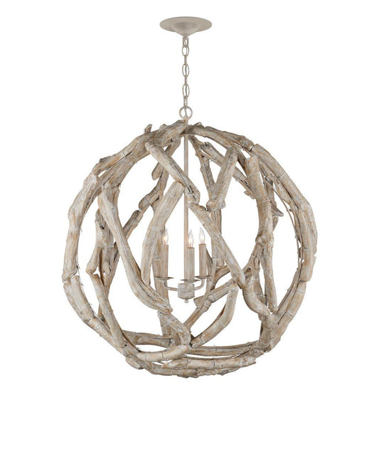 Currey and Company Driftwood Whitewash Orb Chandelier Whitewashed Driftwood