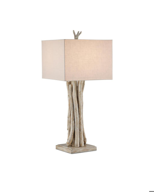 Currey and Company Driftwood Whitewash Table Lamp Whitewashed Driftwood