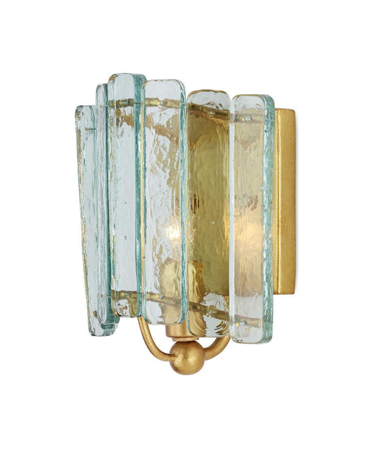 Currey and Company Duvernell Wall Sconce Contemporary Gold Leaf, Clear