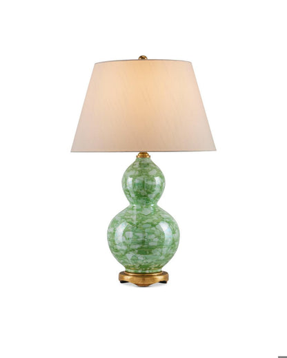 Currey and Company Eau de Nil Table Lamp Green, Textured Antique Gold Leaf