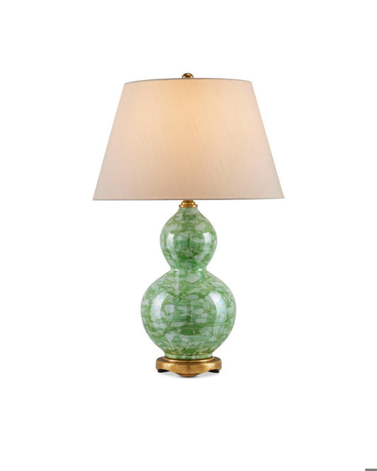 Currey and Company Eau de Nil Table Lamp Green, Textured Antique Gold Leaf