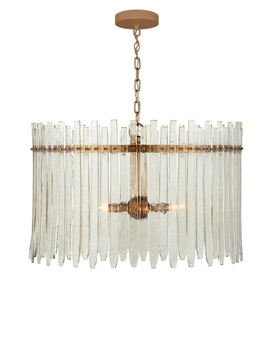 Currey and Company Electra Chandelier Clear, Antique Brass