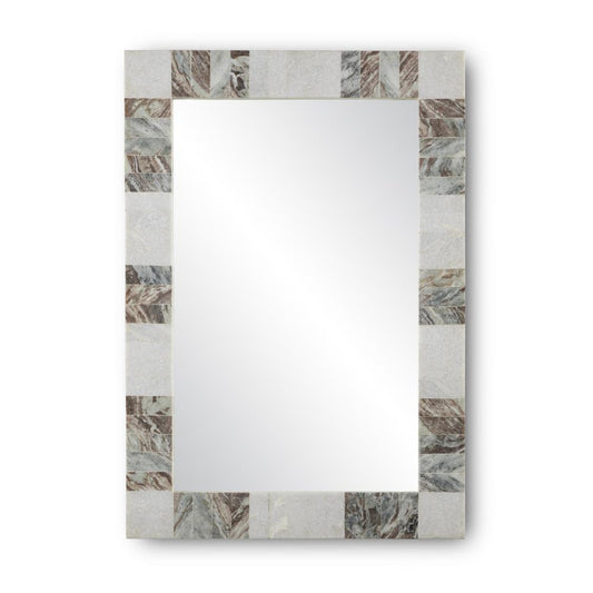 Currey and Company Elena Rectangular Mirror White, Brown
