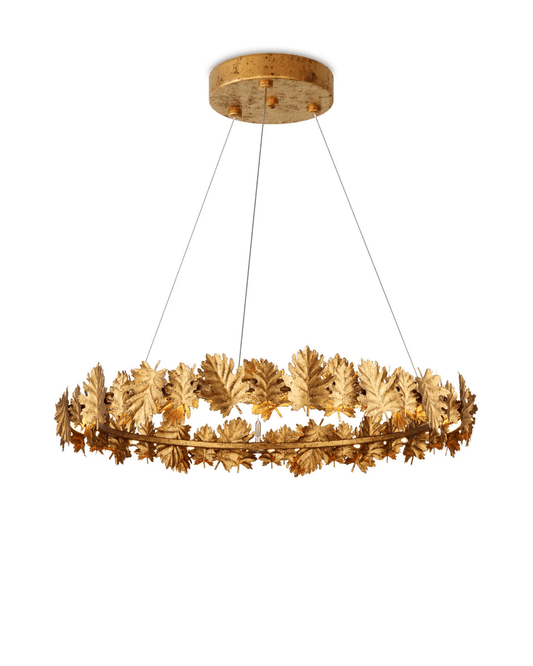 Currey and Company English Oak Chandelier Gold Leaf