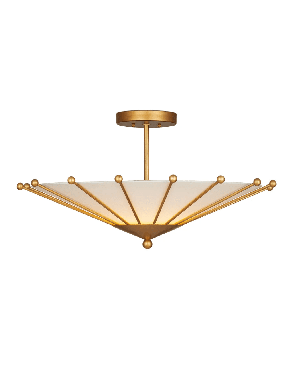Currey and Company Epoch Semi-Flush Mount Contemporary Gold Leaf, Off White