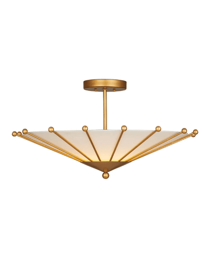Currey and Company Epoch Semi-Flush Mount Contemporary Gold Leaf, Off White