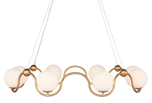Currey and Company Equilibrium Brass Chandelier Antique Brass, White