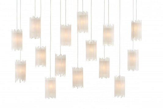 Currey and Company Escenia 15-Light Linear Multi-Drop Pendant Frosted White