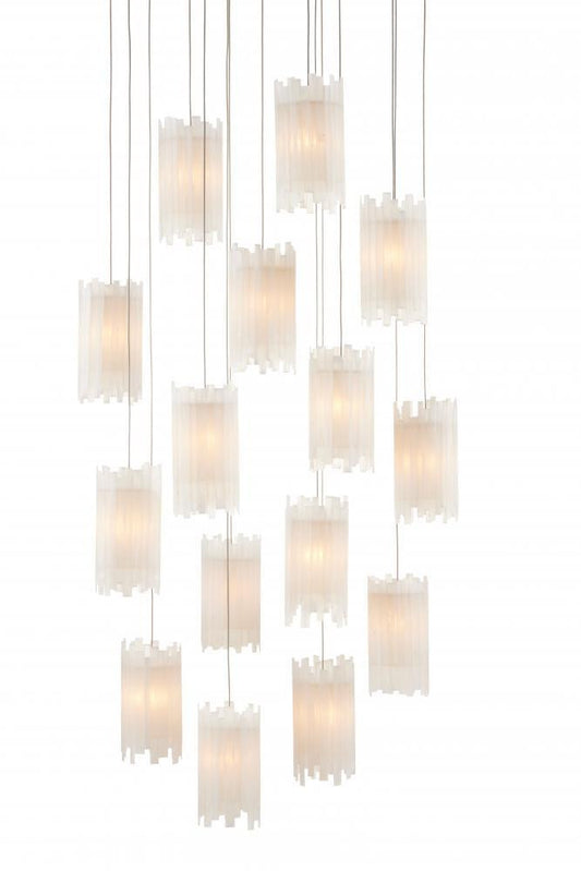 Currey and Company Escenia 15-Light Round Multi-Drop Pendant Frosted White