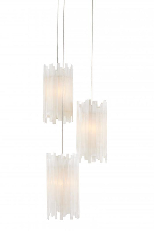 Currey and Company Escenia 3-Light Round Multi-Drop Pendant Frosted White