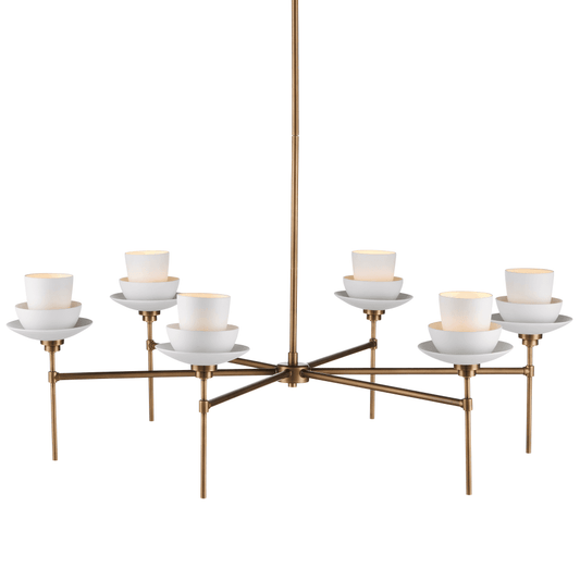 Currey and Company Etiquette Chandelier Antique Brass, White