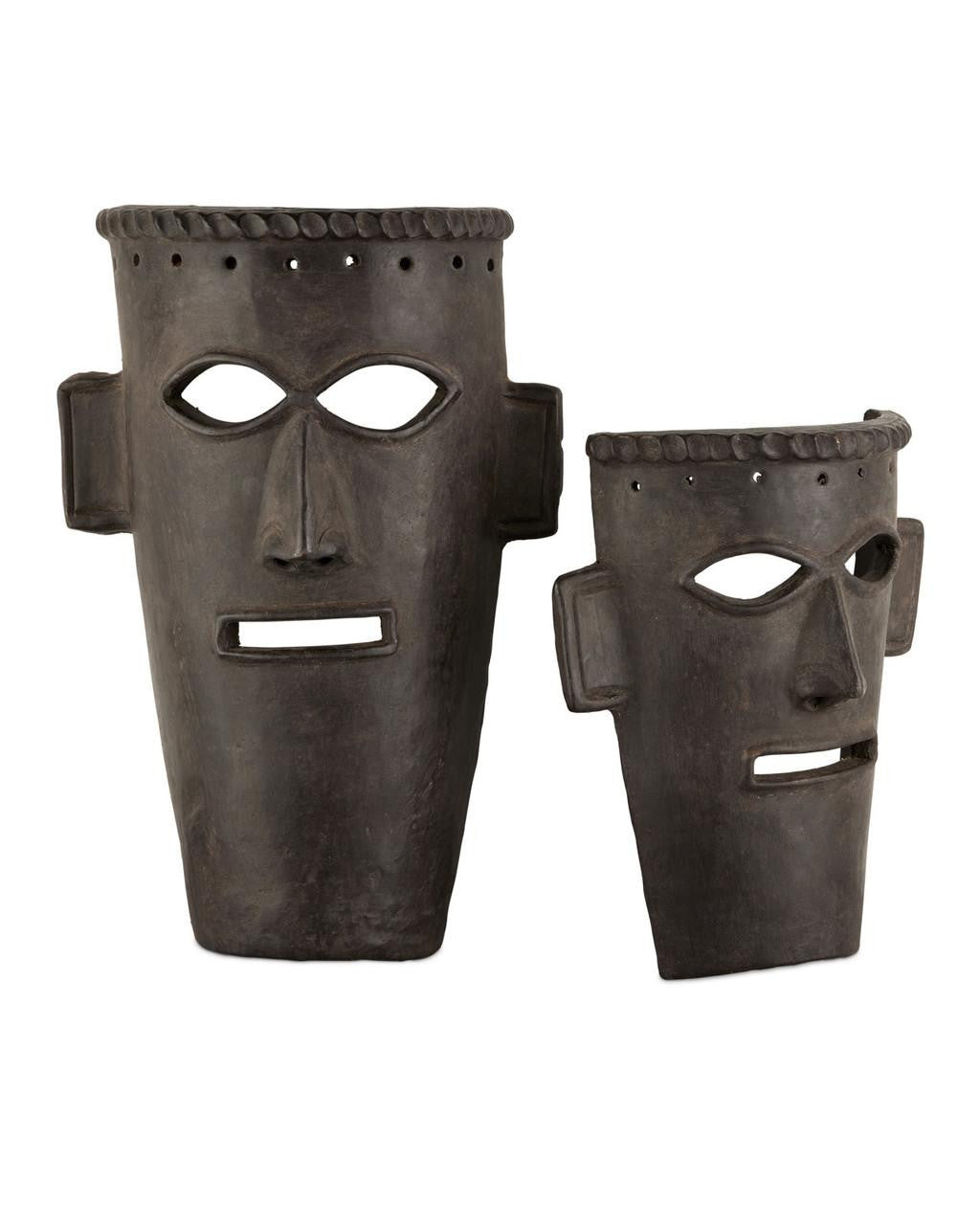 Currey and Company Etu Black Mask, Set of 2 Dark Brown