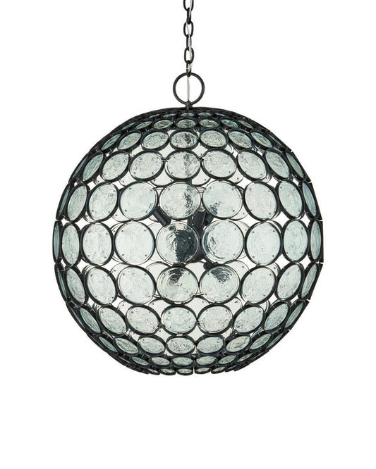 Currey and Company Etude Orb Chandelier Clear, Satin Black