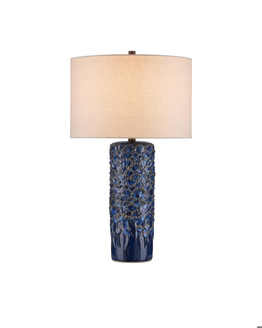 Currey and Company Fairmont Dark Blue Table Lamp Dark Blue Reactive