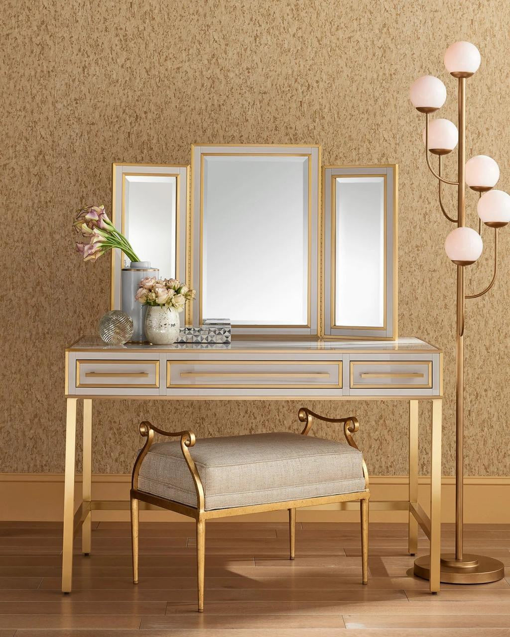 Currey and Company Farnsworth Brass Floor Lamp
