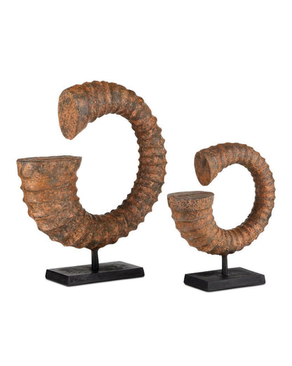 Currey and Company Faux Horn, Set of 2 Rustic, Black