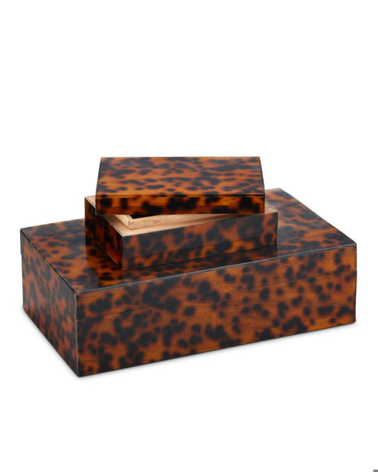 Currey and Company Faux Tortoise Box, Set of 2