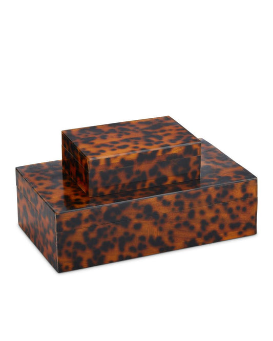 Currey and Company Faux Tortoise Box, Set of 2 Brown, Black