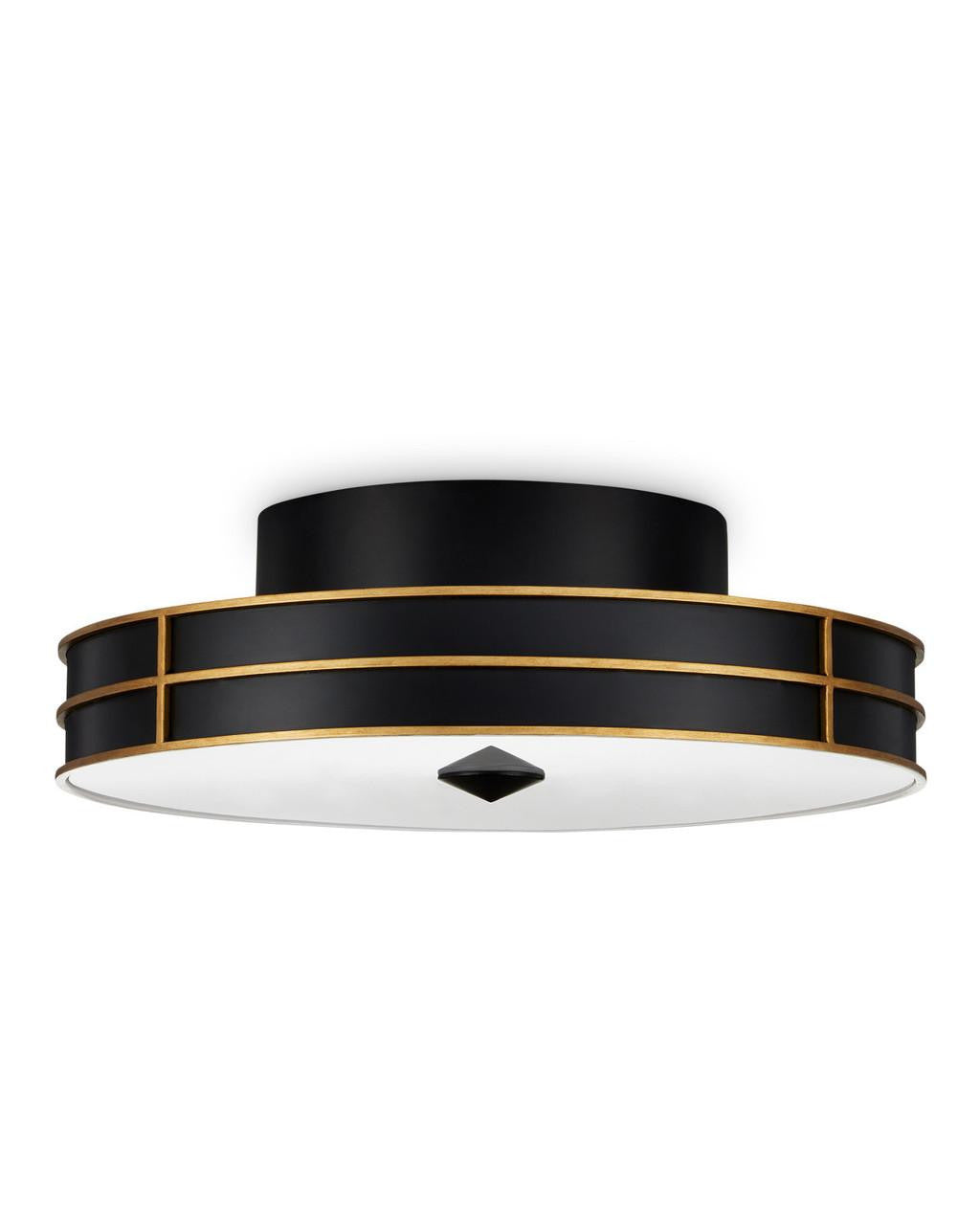 Currey and Company Fielding Black Flush Mount