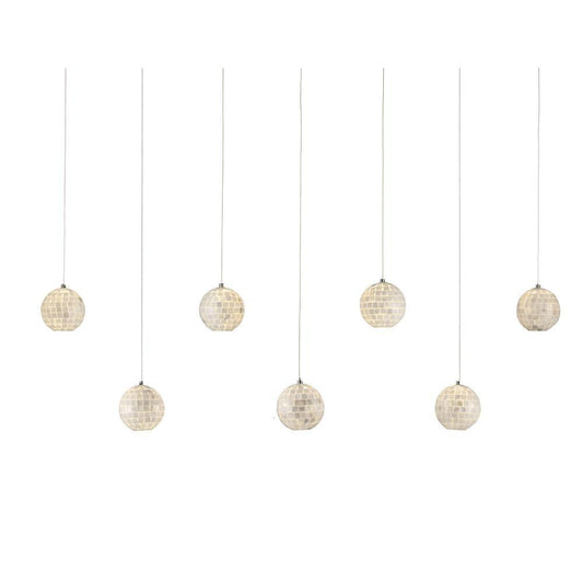 Currey and Company Finhorn 7-Light Linear Multi-Drop Pendant Natural, Silver