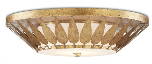 Currey and Company Floris Gold Flush Mount Autumn Gold, White