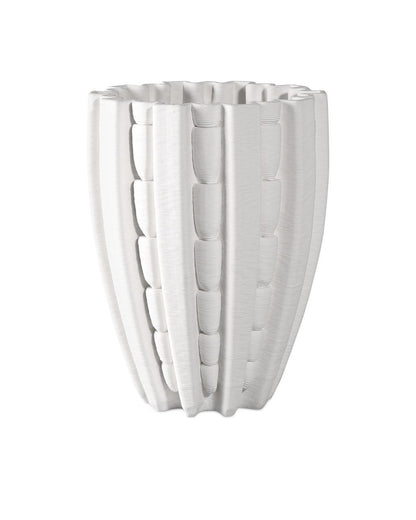 Currey and Company Fluted Medium Vase White